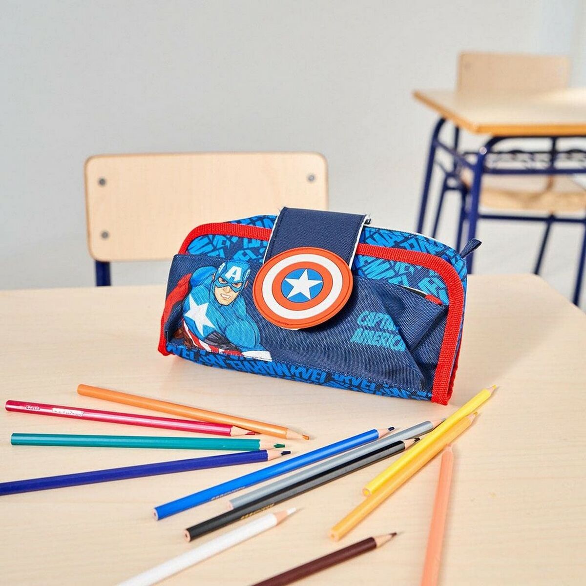 Estuche Escolar Marvel Azul (22 x 12 x 7 cm)  Comprati.