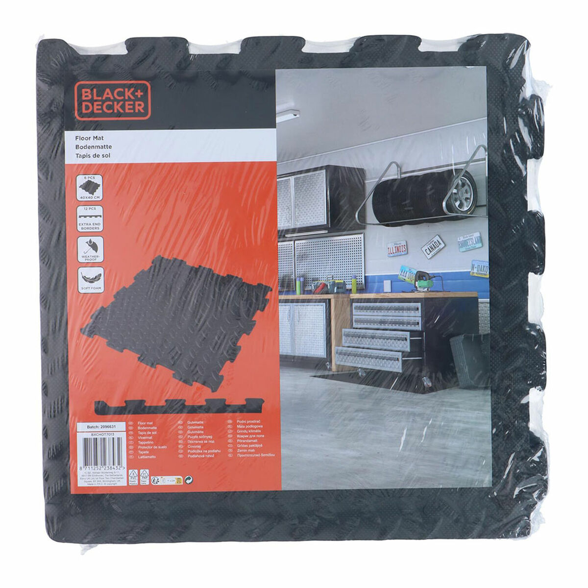 Baldosas de espuma EVA Black & Decker Negro Goma Eva 40 x 40 cm (6 Piezas)  Comprati.