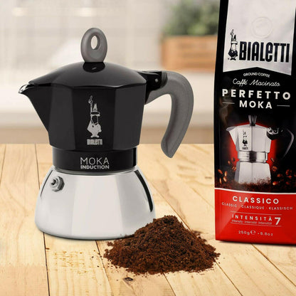 Cafetera Italiana Bialetti Moka Negro Acero Inoxidable Aluminio 200 ml 4 Tazas  Comprati.