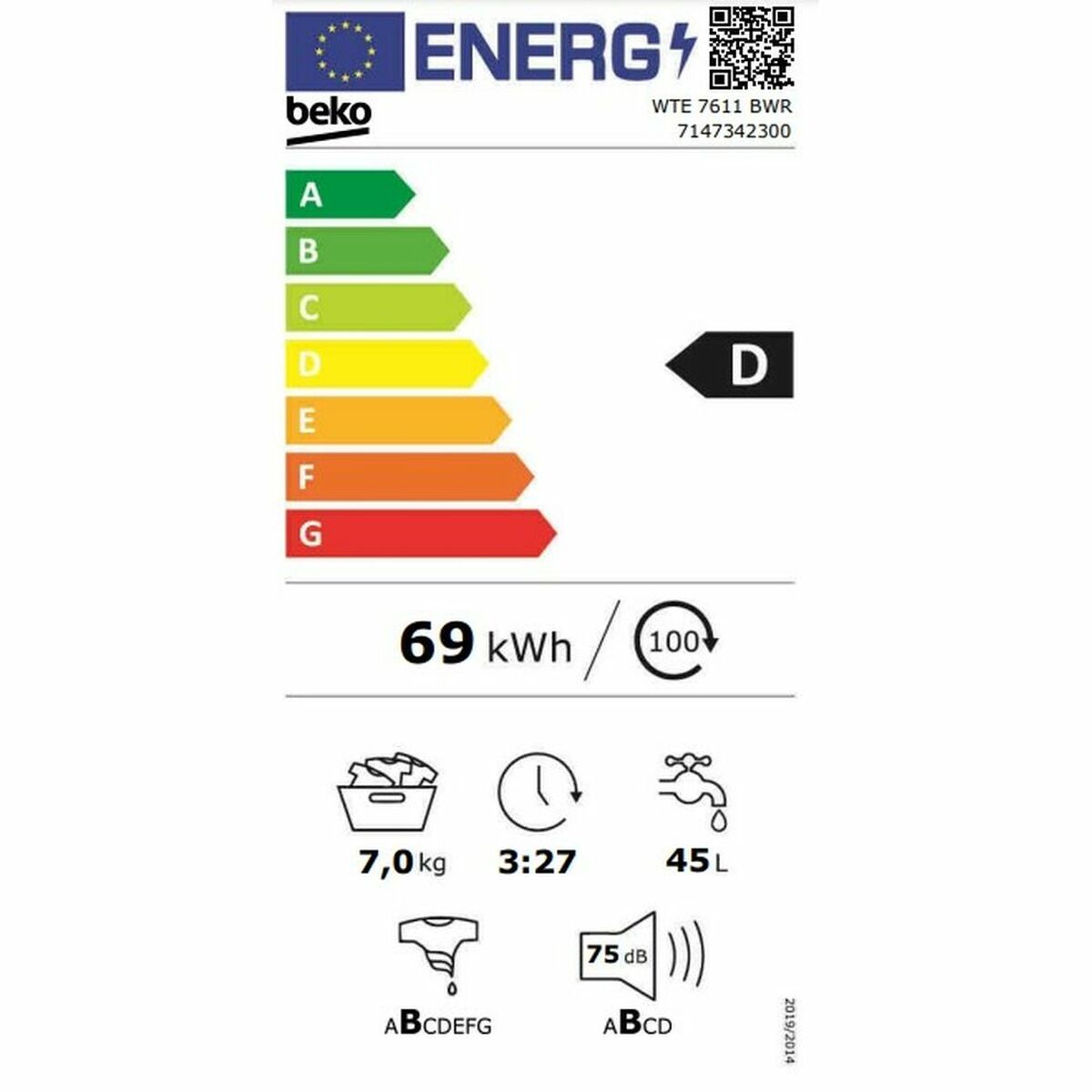 Lavadora BEKO WTE 7611 BWR 7 kg 1200 rpm 60 cm  Comprati.