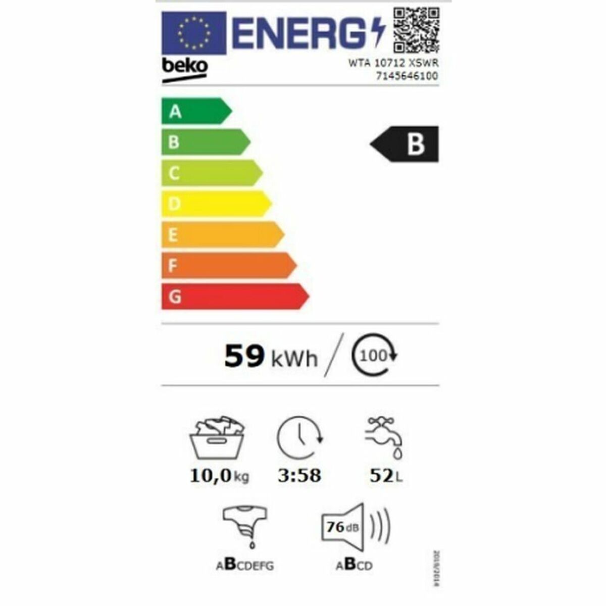 Lavadora BEKO WTA 10712 XSWR 10 kg 1400 rpm  Comprati.