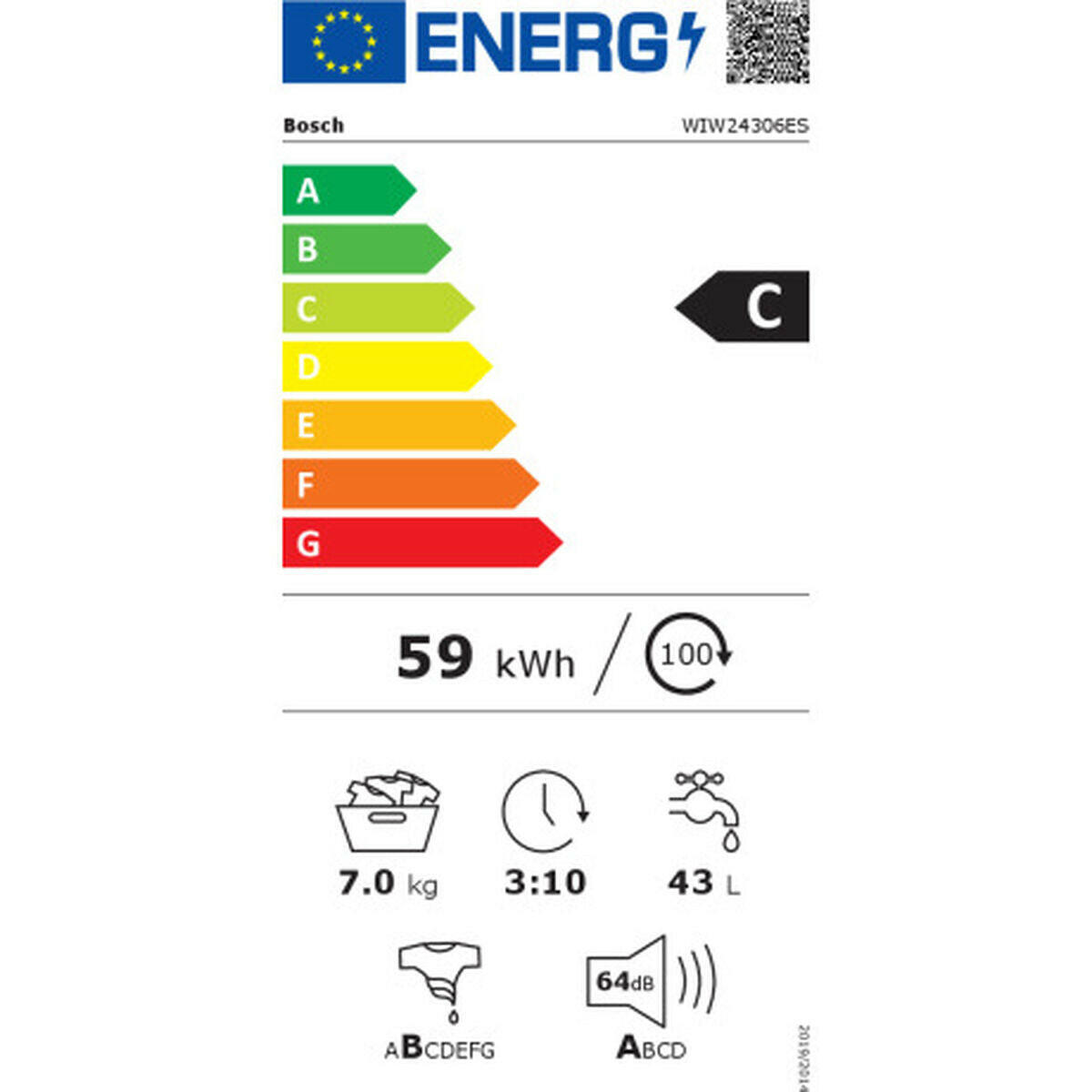 Lavadora BOSCH WIW24306ES 59,6 cm 1200 rpm 7 kg  Comprati.