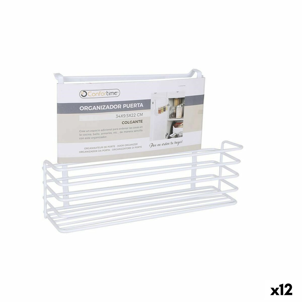 Cesta para Estante de Cocina Confortime Blanco 34 x 12 x 22 cm (12 Unidades)  Comprati.