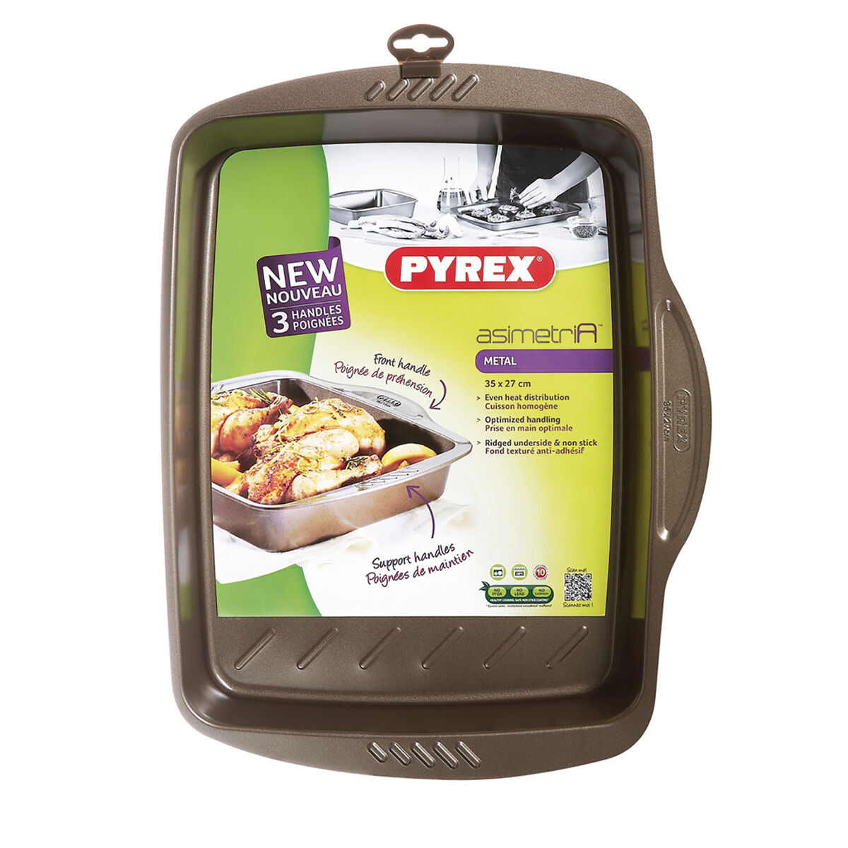 Molde Rectangular Pyrex Asimetria Negro Metal 35 x 27 cm Rectangular (6 Unidades)  Comprati.