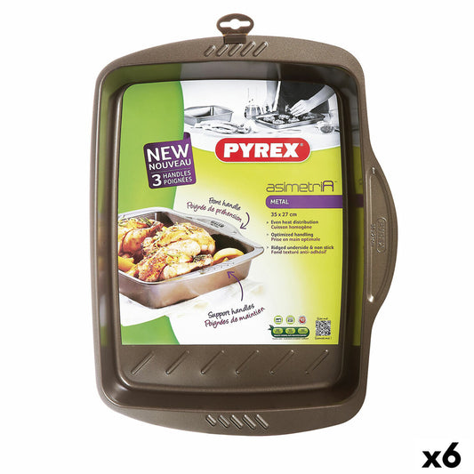 Molde Rectangular Pyrex Asimetria Negro Metal 35 x 27 cm Rectangular (6 Unidades)  Comprati.