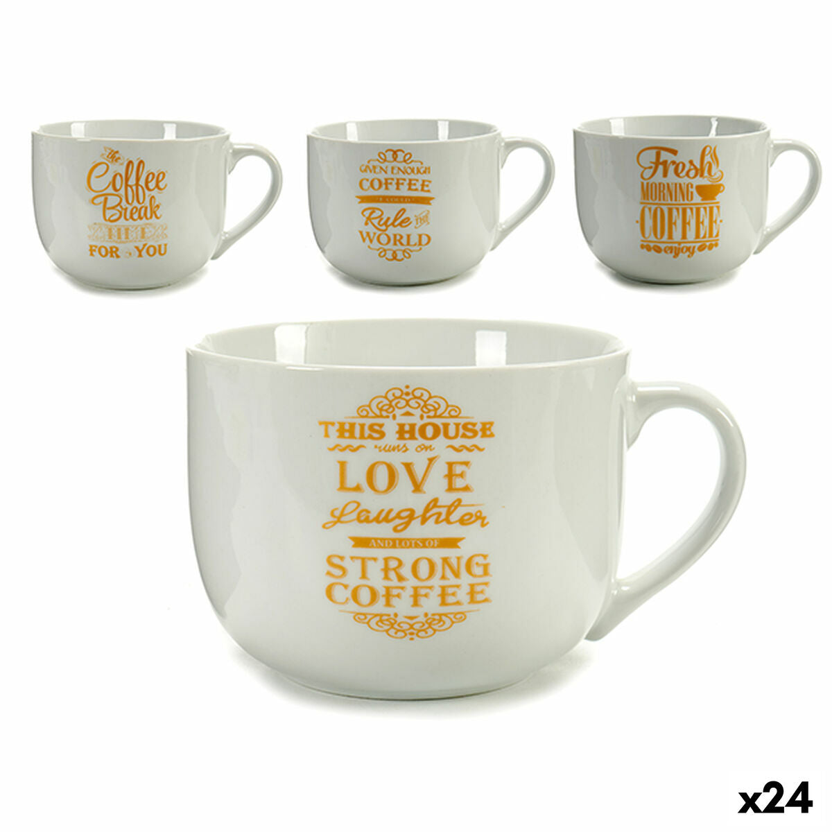 Taza Coffee Porcelana Dorado Blanco 500 ml 24 Unidades  Comprati.