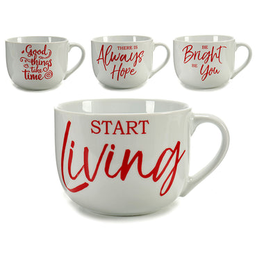 Taza Time Porcelana Rojo Blanco 500 ml 24 Unidades  Comprati.