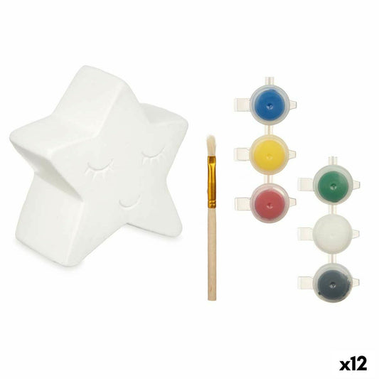 Hucha para Pintar Blanco 12,8 x 12,6 x 8,2 cm Estrella (12 Unidades)  Comprati.