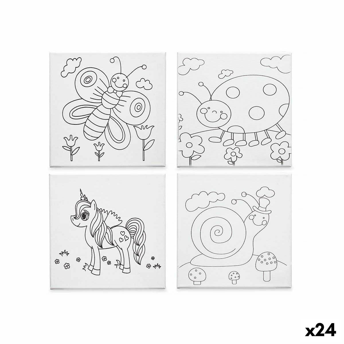 Lienzo Blanco Tela 15 x 15 x 1,5 cm Para pintar Animales (24 Unidades)  Comprati.