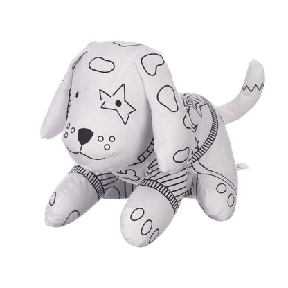 Peluche para Colorear Blanco Negro Tela 13 x 14 x 20 cm Perro (8 Unidades)  Comprati.