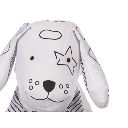 Peluche para Colorear Blanco Negro Tela 13 x 14 x 20 cm Perro (8 Unidades)  Comprati.