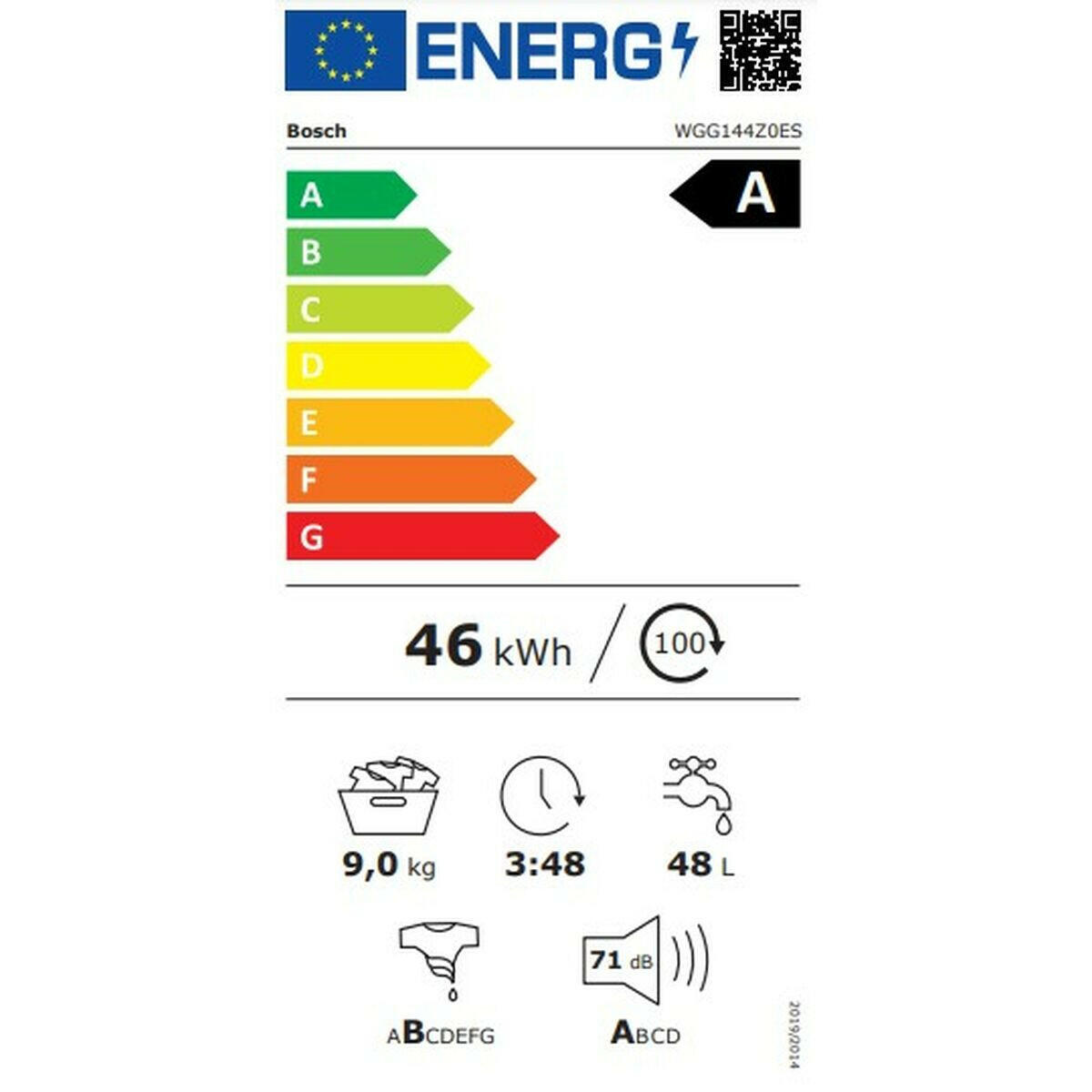 Lavadora BOSCH WGG144Z0ES 60 cm 1400 rpm 9 kg  Comprati.