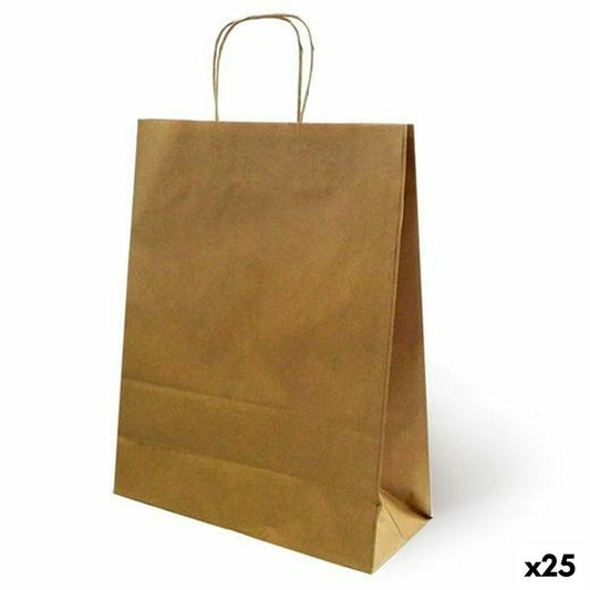 Bolsas Fama 21 x 11 x 29 cm Marrón Papel Con asas 25 Unidades  Comprati.