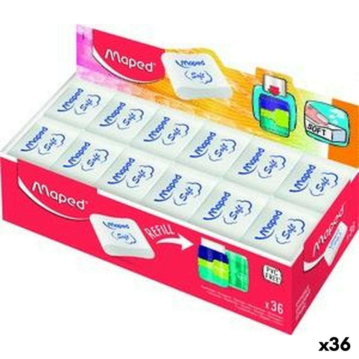 Set de Gomas de Borrar Maped Essential Soft Connect Blanco 36 Unidades  Comprati.