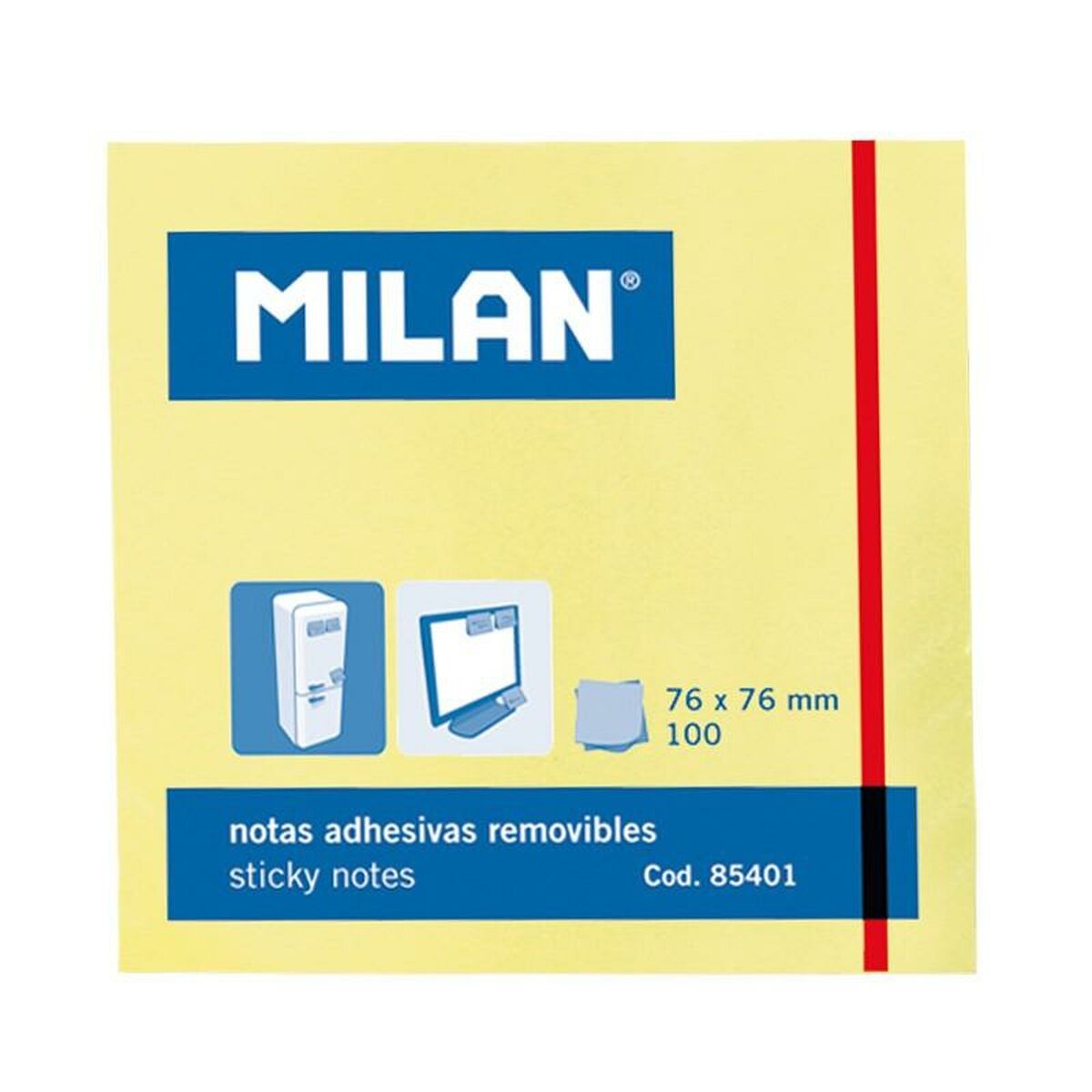 Notas Adhesivas Milan Amarillo Blanco 76 x 76 mm (10 Unidades)  Comprati.