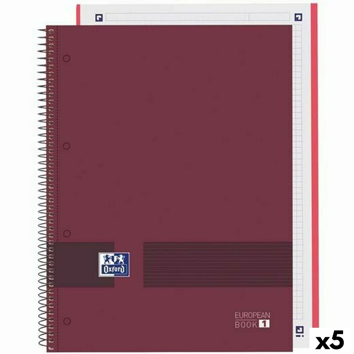 Cuaderno Oxford European Book Write&Erase Burdeos A4 (5 Unidades)  Comprati.