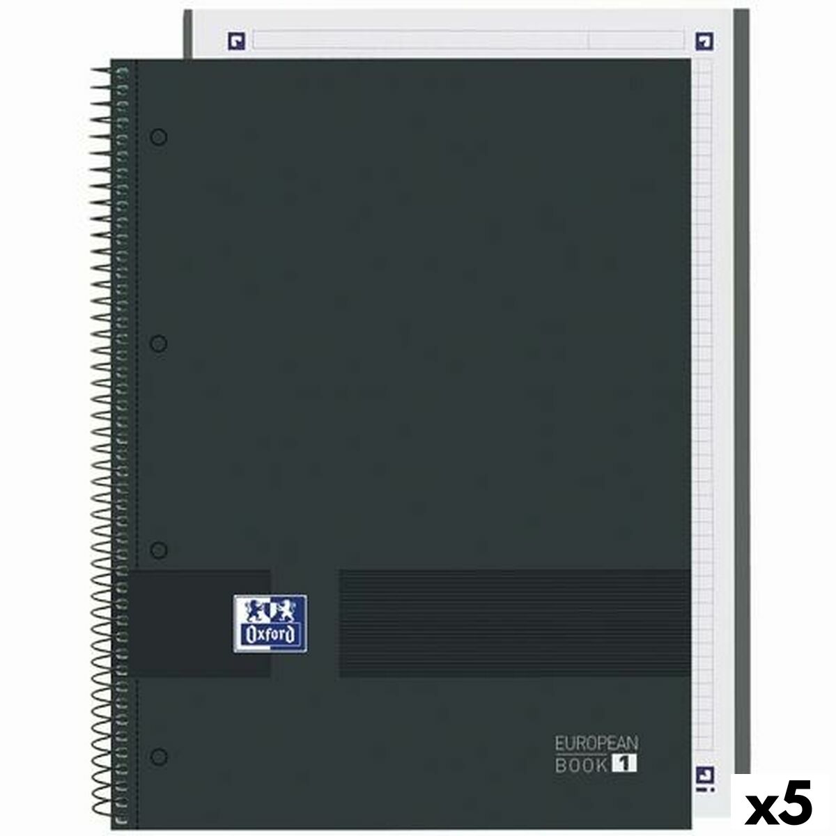 Cuaderno Oxford European Book Write&Erase Negro A4 (5 Unidades)  Comprati.