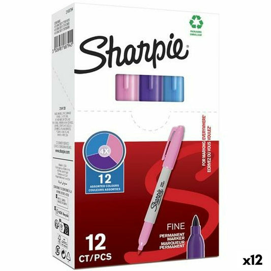 Rotulador permanente Sharpie Morado Rosa Turquesa (12 Unidades)  Comprati.