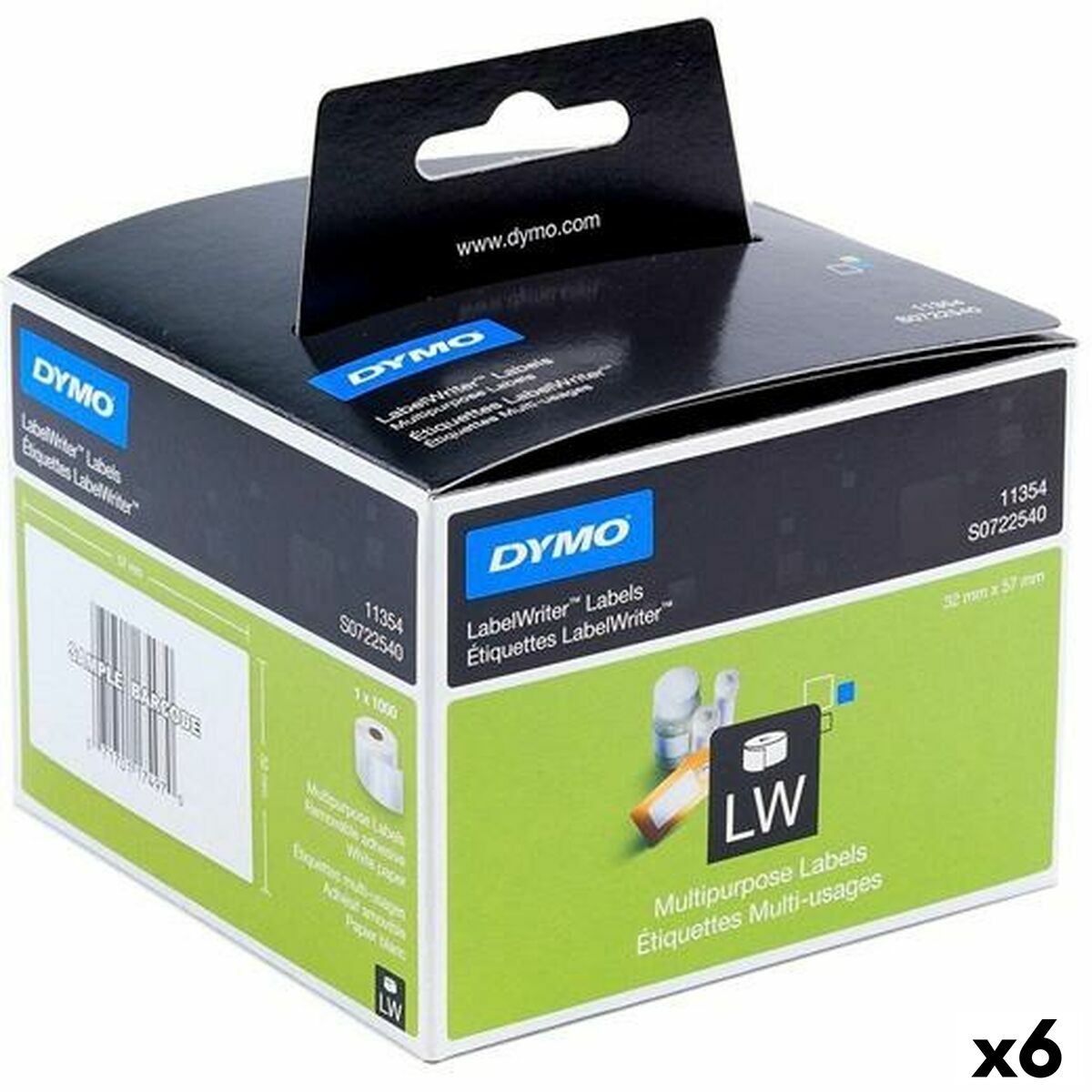 Etiquetas para Impresora Dymo Blanco Negro 32 x 57 mm 1000 Piezas (6 Unidades)  Comprati.