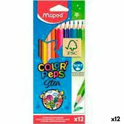 Lápices de colores Maped Color' Peps Star Multicolor 12 Piezas (12 Unidades)  Comprati.