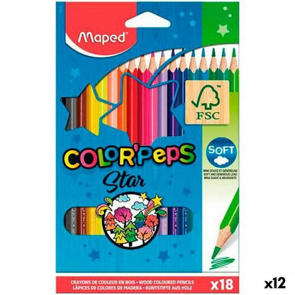 Lápices de colores Maped Color' Peps Star Multicolor 18 Piezas (12 Unidades)  Comprati.