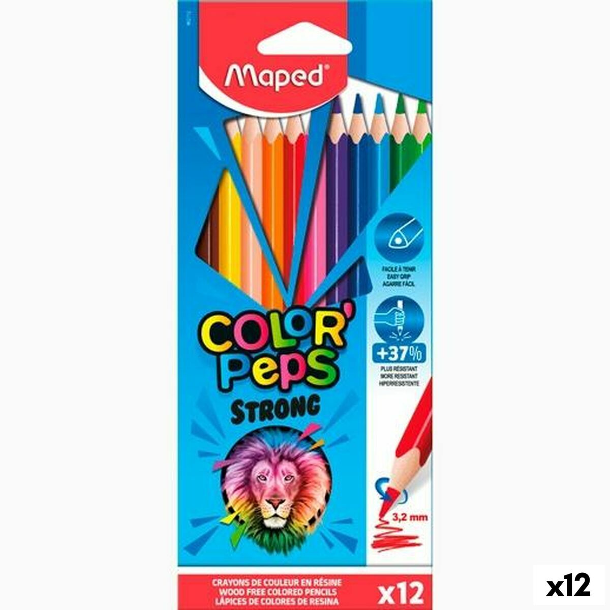 Lápices de colores Maped Color' Peps Strong Multicolor 12 Piezas (12 Unidades)  Comprati.