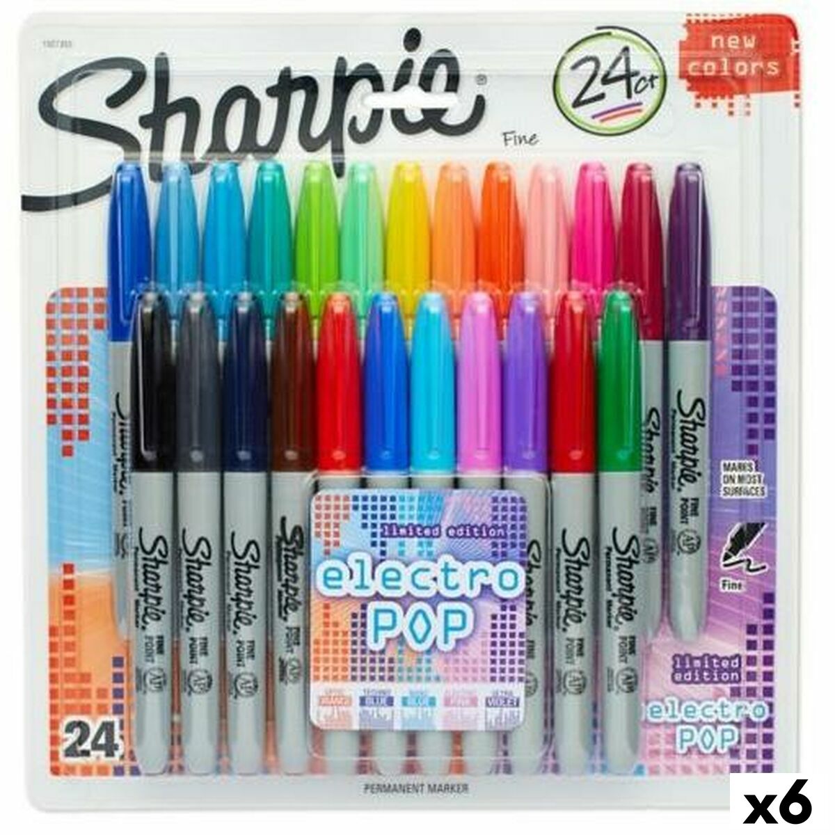 Set de Rotuladores Sharpie Electro Pop Multicolor 24 Piezas 1 mm (6 Unidades)  Comprati.