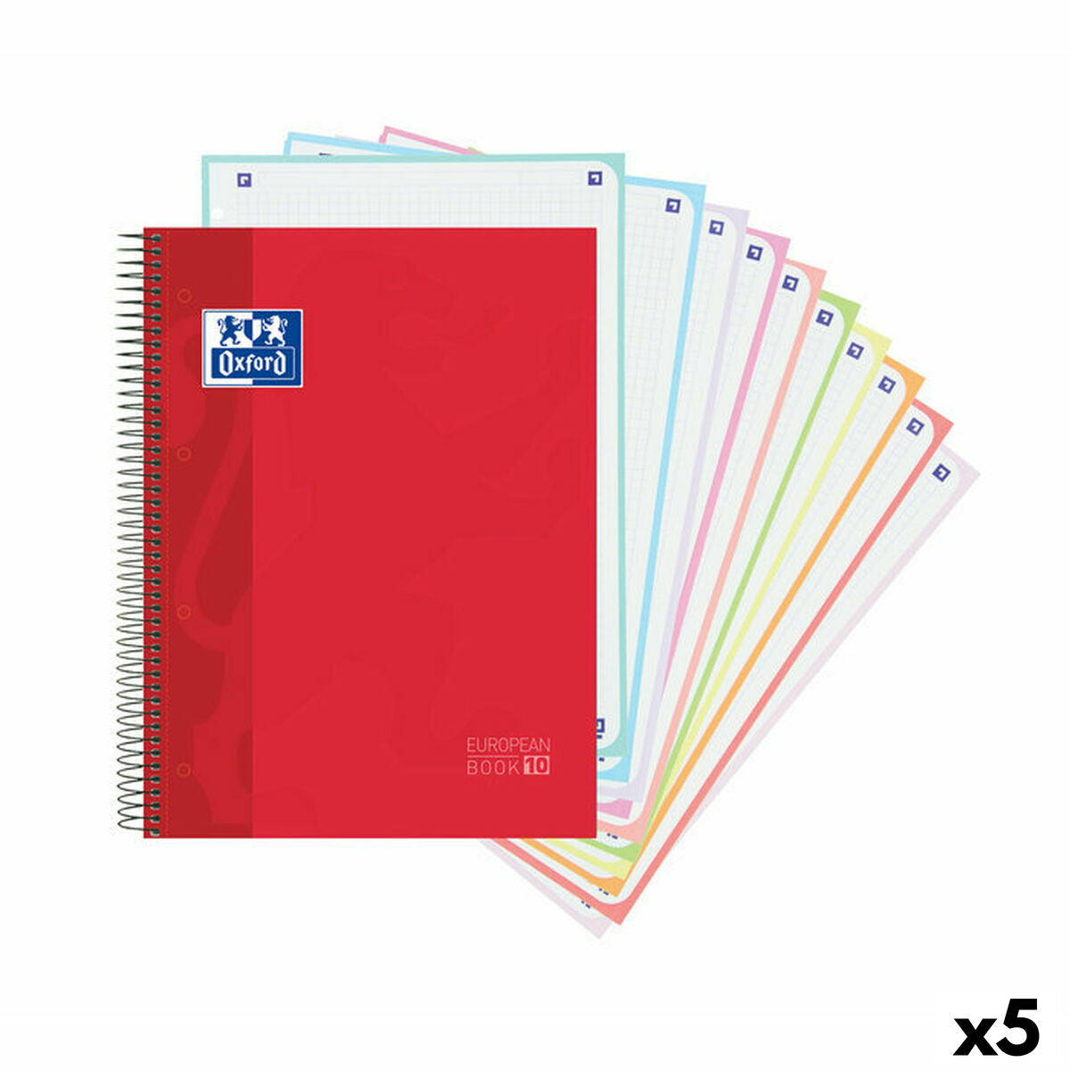 Cuaderno Oxford Europeanbook 10 School Classic Rojo A4 150 Hojas (5 Unidades)  Comprati.