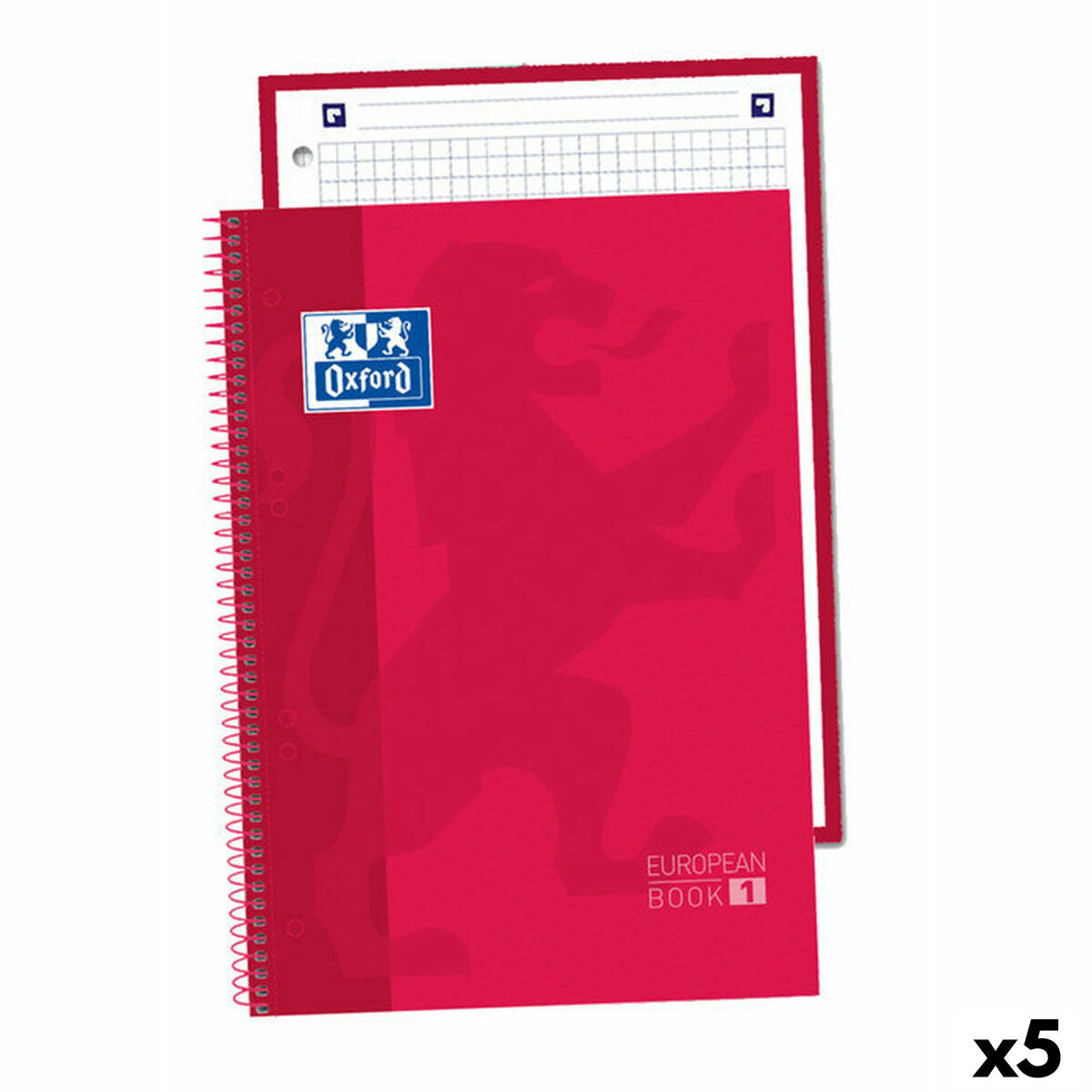 Cuaderno Oxford Europeanbook 1 Rojo A5 80 Hojas (5 Unidades)  Comprati.