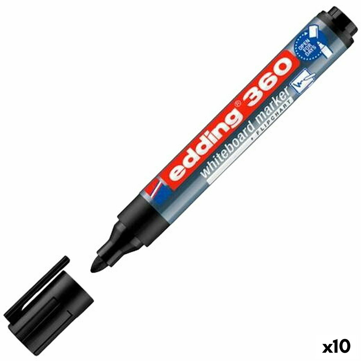 Rotulador para Pizarra Edding 360 Recargable Negro (10 Unidades)  Comprati.