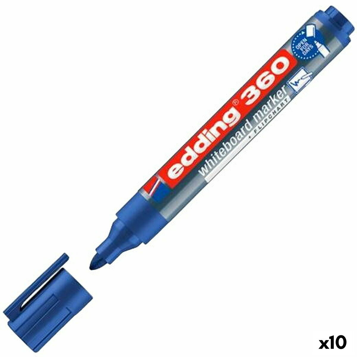 Rotulador para Pizarra Edding 360 Recargable Azul (10 Unidades)  Comprati.