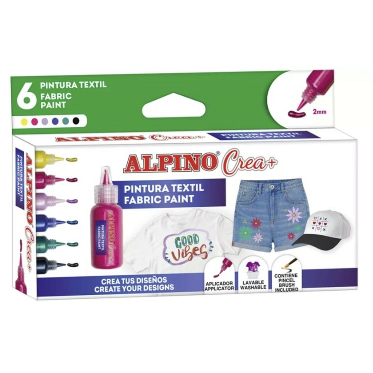 Set de pintura Alpino Fabric Paint Textil (6 Unidades)  Comprati.