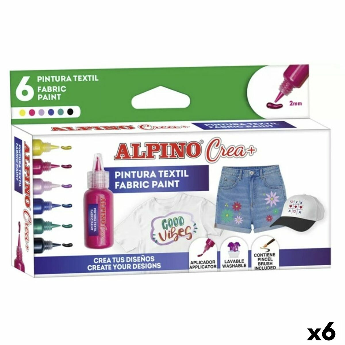 Set de pintura Alpino Fabric Paint Textil (6 Unidades)  Comprati.