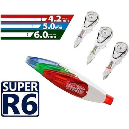 Cinta Correctora Office Box SUPER R6 6 m 4,2 mm Recambio Rojo (24 Unidades)  Comprati.