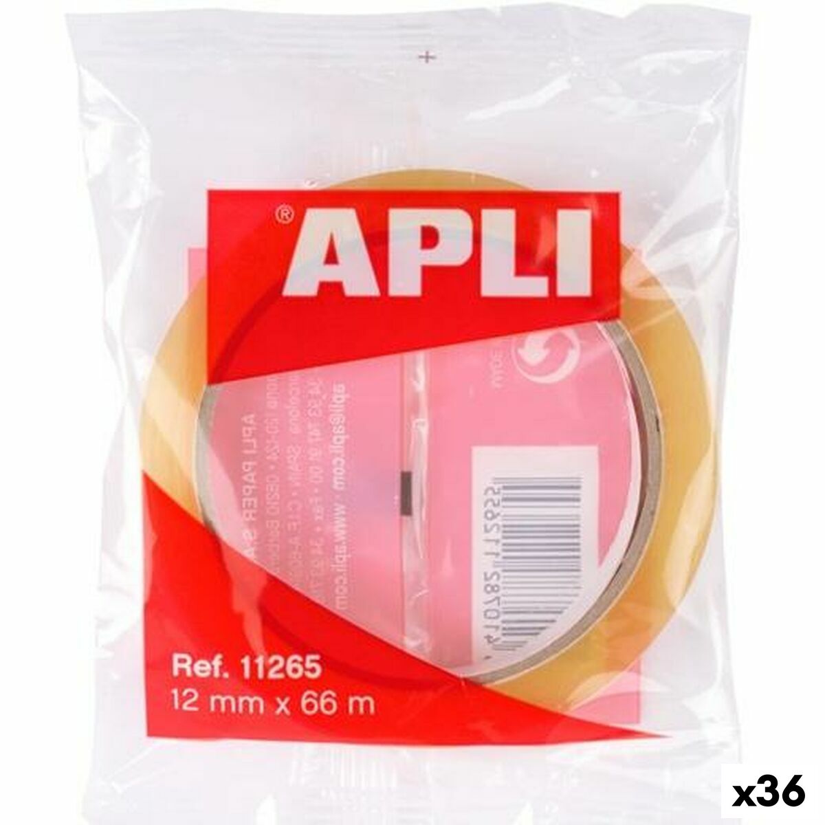 Cinta Adhesiva Apli Transparente 12 mm 66 m (36 Unidades)  Comprati.