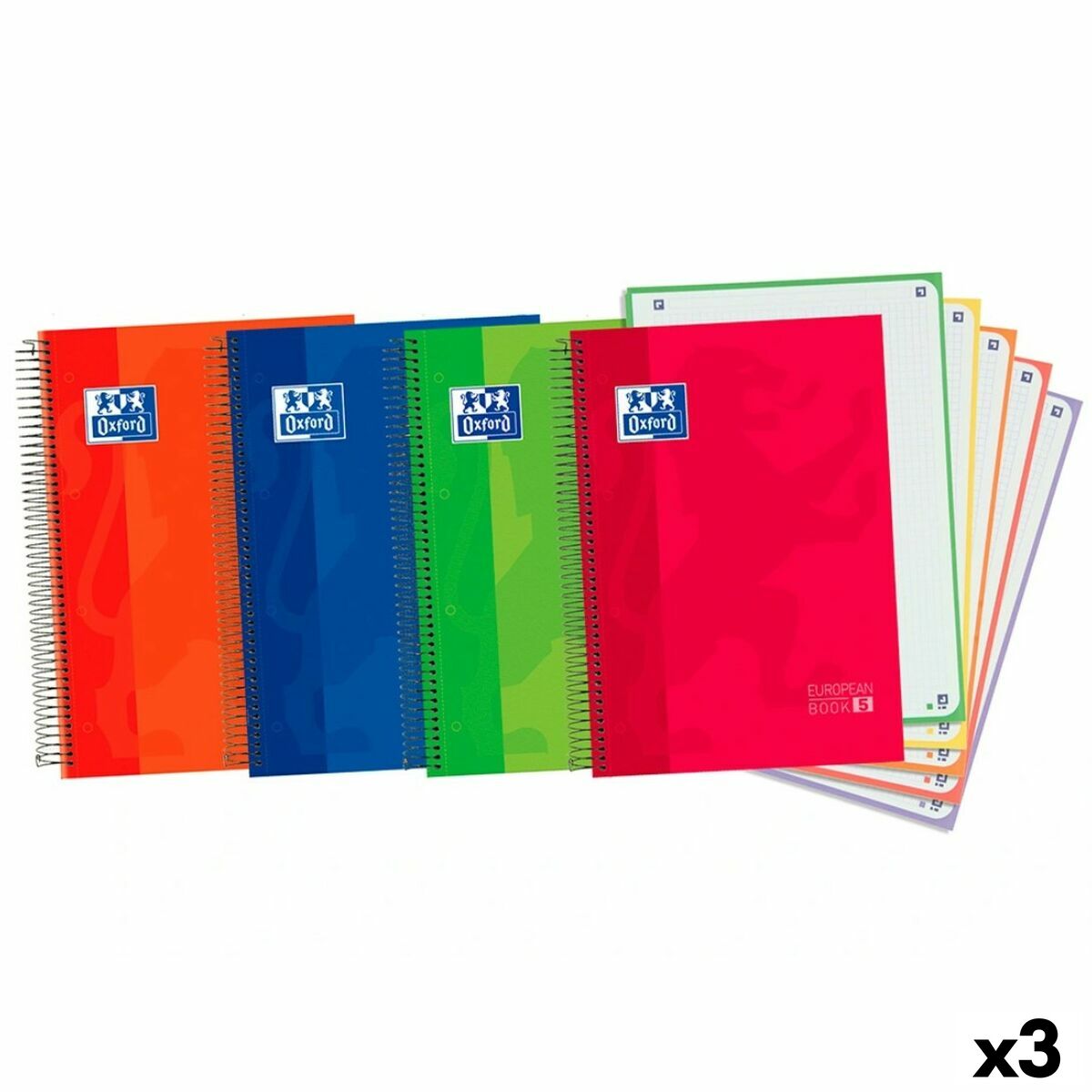 Set de Cuadernos Oxford Multicolor A4+ 120 Hojas (3 Unidades)  Comprati.