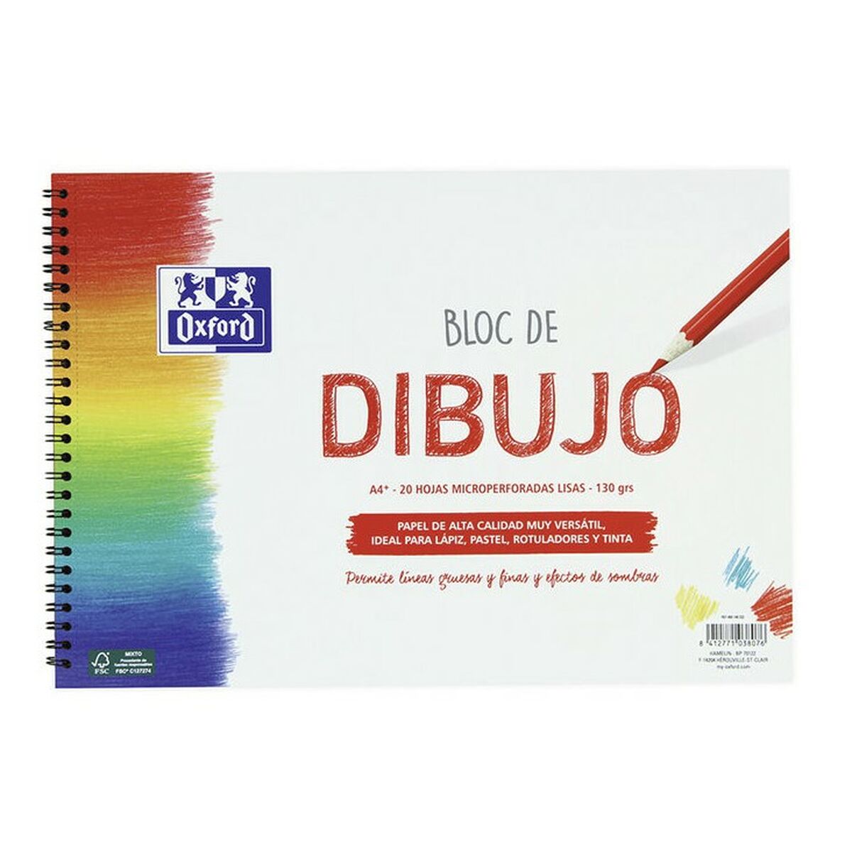 Bloc de dibujo Oxford Blanco A4+ 20 Hojas (5 Unidades)  Comprati.