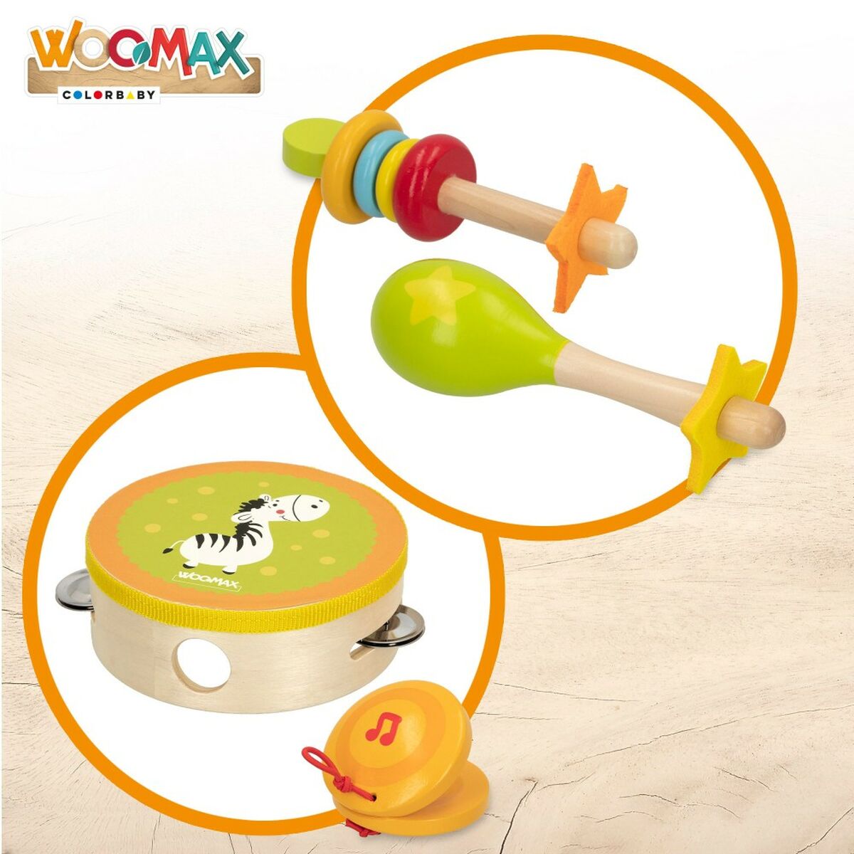 Set de instrumentos musicales de juguete Woomax Madera 14,5 x 4,5 x 14,5 cm (4 Unidades)  Comprati.