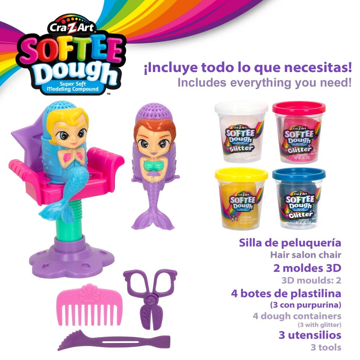 Juego de Plastilina Cra-Z-Art Softee Dough Pelo sirenas (4 Unidades)  Comprati.