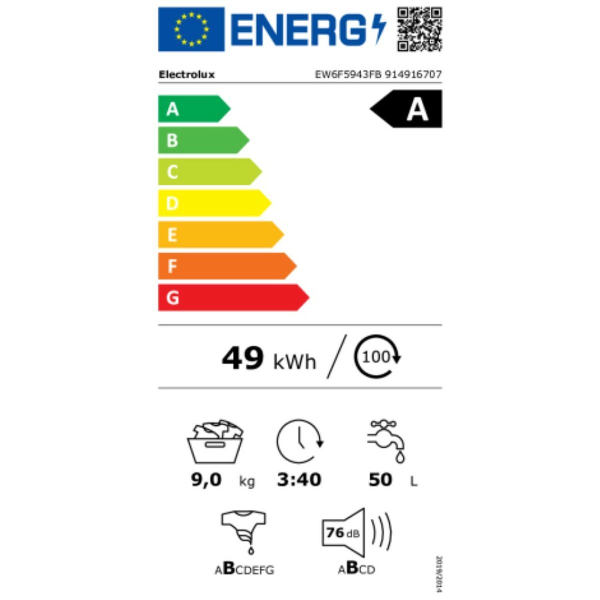 Lavadora Electrolux EW6F5943FB 9 KG 1400 RPM Blanco 9 kg  Comprati.