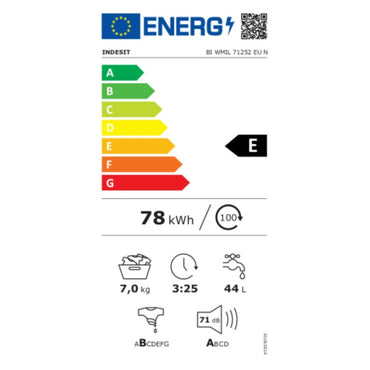 Lavadora Indesit BIWMIL71252EUN  7 kg 1200 rpm Blanco  Comprati.